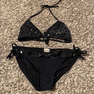 Black sequin bikini.